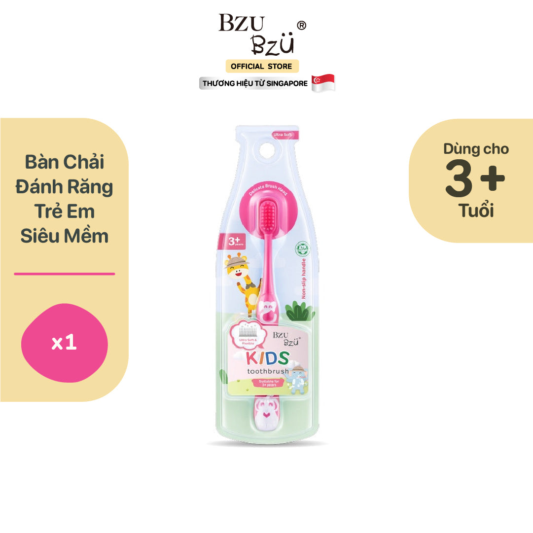 Bàn Chải Đánh Răng Trẻ Em BZU BZU Ultra Soft Kids Toothbrush (Màu Hồng)