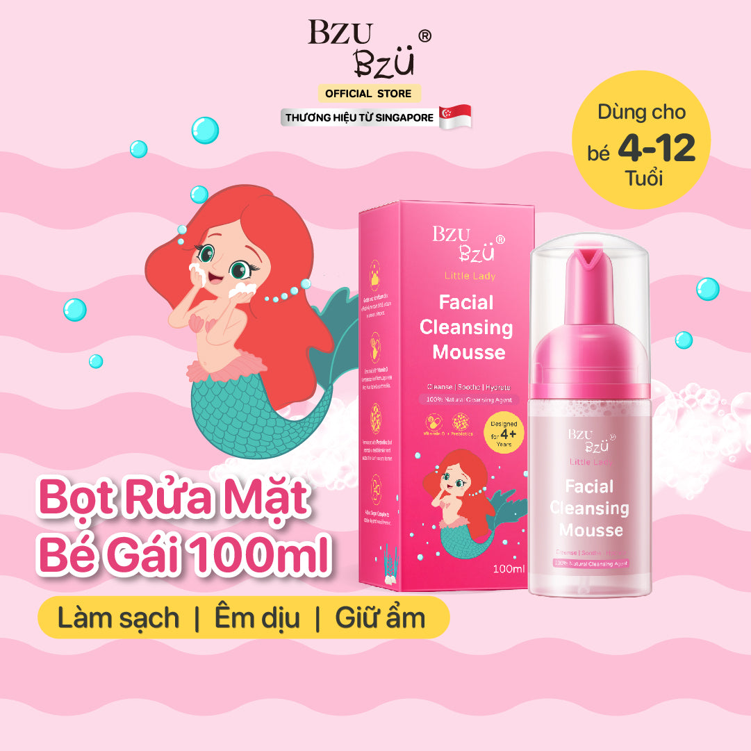 Sữa Rửa Mặt Tạo Bọt Cho Bé Gái Bzu Bzu Little Lady Facial Cleansing Mousse - 100ml