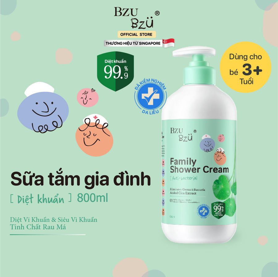 Sữa Tắm Gia Đình  Bzu Bzu Family Shower Cream Anti-Bacterial 800ML